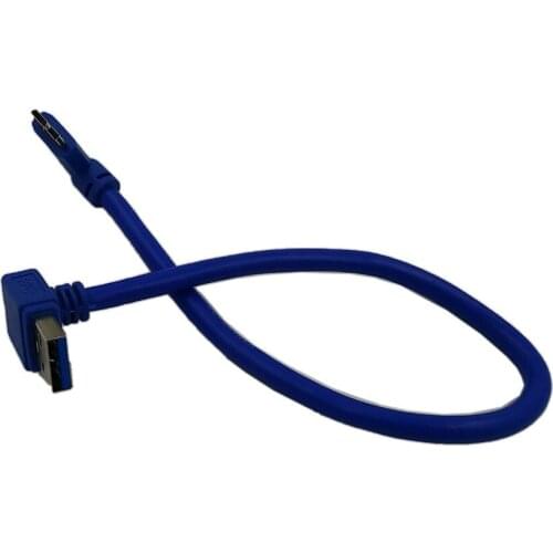 LBSC USB 3.0 A 90 degree Down angle male to Micro B male 10pin 90 degree left angle short Cable(Blue)