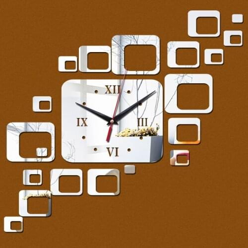 Top sale diy wall stickers clock home decoration quartz living room acrylic mirror Europe sticker needle3d clocks
