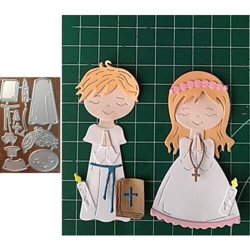 Boy Girl Praying Set Two Metal Cutting Dies for Scrapbooking and Card Making Craft 2019 New die cuts