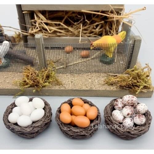 1:12 Dollhouse Mini Nest +10 Egg Miniature Food Play Model For Dollhouse Simulate Natural Setting Decoration