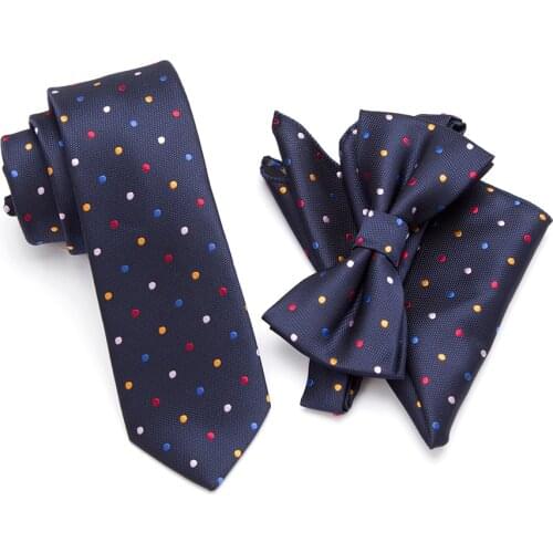 20 Style Neck Tie Bowtie Cravat Set,Skinny tie set, pocket square set,men necktie,wedding ties,Polyester Black Dot fashion mens