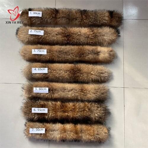 Natural Fur Collar 100% Genuine Raccoon Fur Scarf For Men Women Kids Parkas Coats Fur Male Necklaces Black 50 /60/ 70/80cm