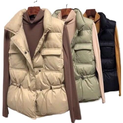 2021 New Winter Vest Female Womens Sleeveless Jacket Warm Waistcoat Autumn Lightweight White Duck Down Coat Female Down Vests