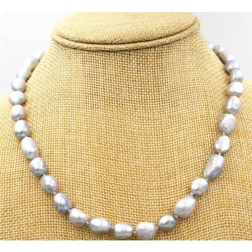 New 8-9MM GRAY REAL BAROQUE CULTURED PEARL NECKLACE