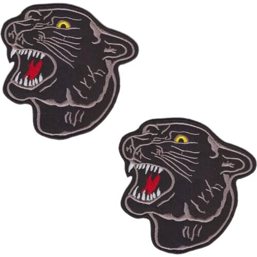 New Designs arrive HUGE BIG BLACK TIGER PANTHER HEAD Embroidered Iron on Patch Garment accessories, clothing decoration