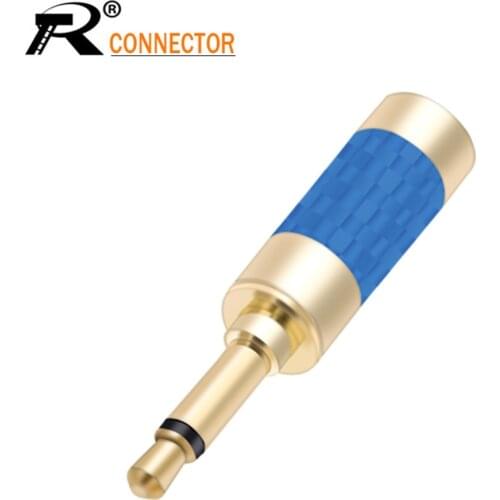 1pc 3.5mm MONO jack Carbon Fiber Adapter Audio Jack 3.5 Male Plug Gold Plated Wire Solder Connector for 6mm cable