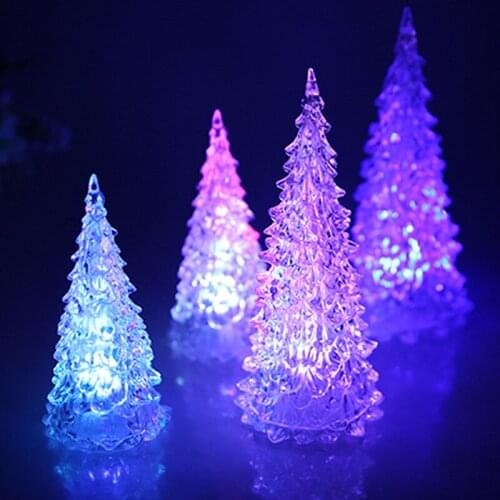 Manufacturers creative colorful LED mini crystal Christmas tree simulation desktop luminous acrylic tree flash Christmas tree