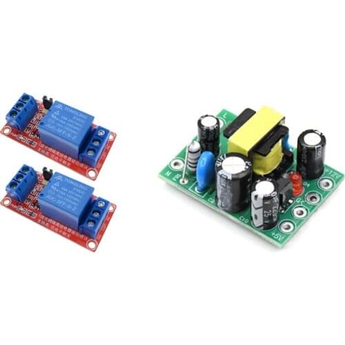 2Pcs 1 Channel 5V Relay Module With Xh-M299 Switching Power Supply Module Input 110-220V Output 12V0.5A + 5V