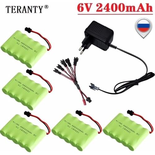 SM Plug) Ni-MH 6v 2400mah Battery + USB Charger For Rc toys Cars Tanks Trucks Robots Boats Guns AA 6v Rechargeable Battery Pack
