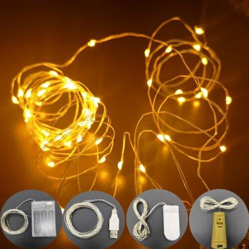 LED String Lights Copper Wire Fairy Lights Battery Powered Garland Lamp Holiday Bedroom Home Christmas Decor Wedding Party Decor