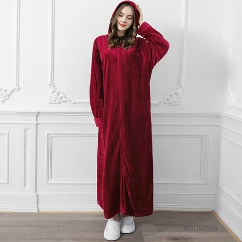 Thicken Flannel Long Robe Nightgown Couples Casual Soft Kimono Bath Gown Autumn Winter Sleepwear Warm Nightweaer Home Clothes