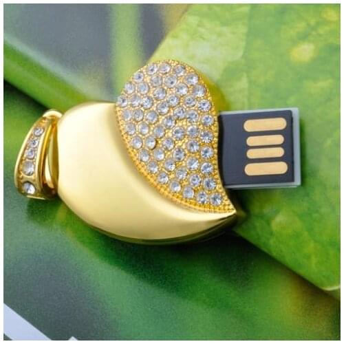 Waterproof Jewelry Crystal Heart Mini USB Flash Drive 64GB Jewelry Crystal Pen Drive 32GB Pendrive 16GB 8GB Memory Stick 1TB 2TB