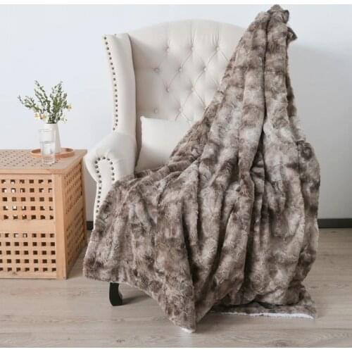 Faux Fur Shaggy Throw Blanket Soft Plush Cozy Blankets Gray Black For Office Couch Sofa 50x60 inch