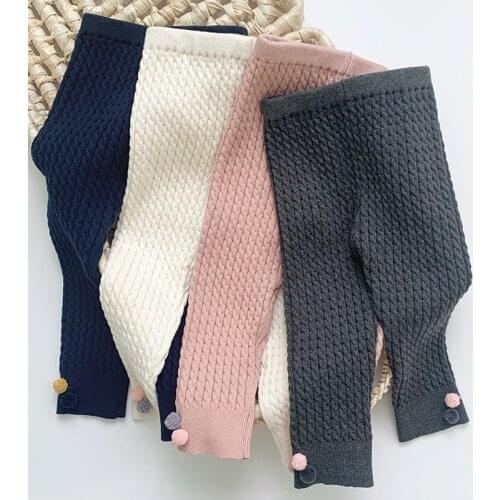 Korean Style Toddler Baby Girls Knitting Leggings Spring Autumn Warm Knitting Pants Infant Baby Girls Leggings