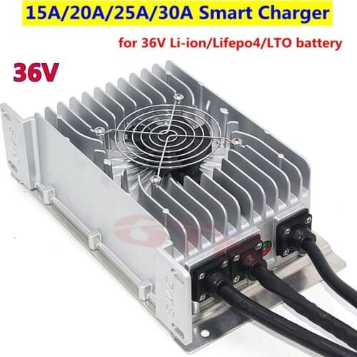 GTK 36V 15A 20A 25A 30A itteligent Charger for 36V 10S li ion 12S Lifepo4 15S LTO lithium battery pack Charger