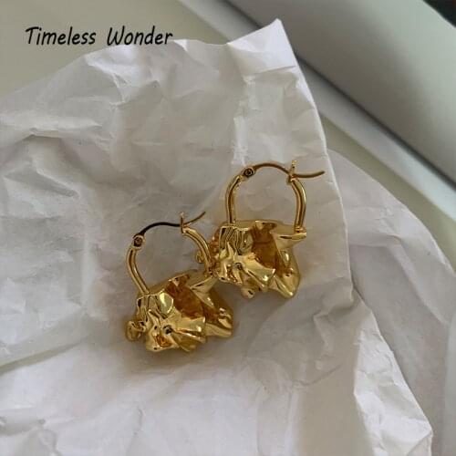 Timeless Wonder Brass Hammered Lava Hoop Earrings for Women Statement Punk Cocktail Gothic Designer Boho Ins Top Egirl Rare 3337