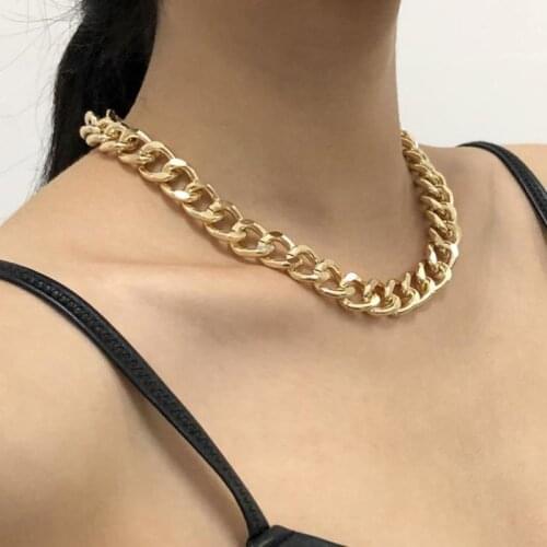 2021 Punk Fashion Big Necklace for Women Twist Gold Silver Color Chunky Thick Lock Choker Chain Necklaces Party Jewelry Gift
