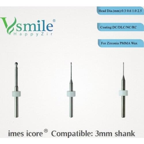 Dental Milling Tools With Shank 6mm Imesicore350i Milling Burs for Zirconia/PMMA Dental Lab