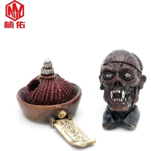 1PC Bronze Tibetan Silver Chinese Ancient Qing Dynasty Zombie EDC Paracord Beads Umbrella Rope Cord Lanyard Pendants Knife Beads