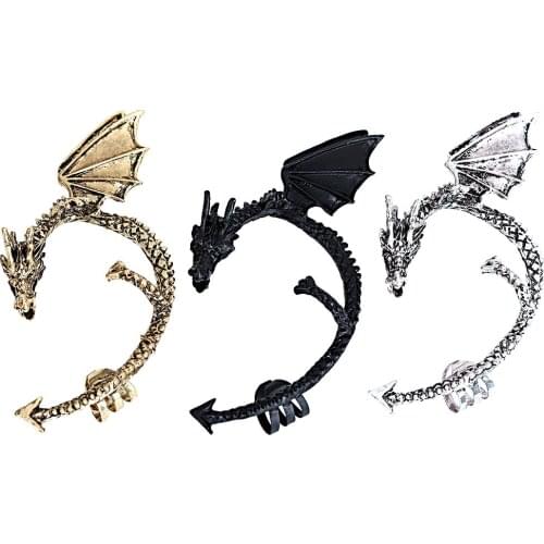 2pcs/set Gothic Punk Dragon Ear Clip Without Pierced Earrings Steampunk Lolita Anime Halloween Cosplay Costumes Accessories