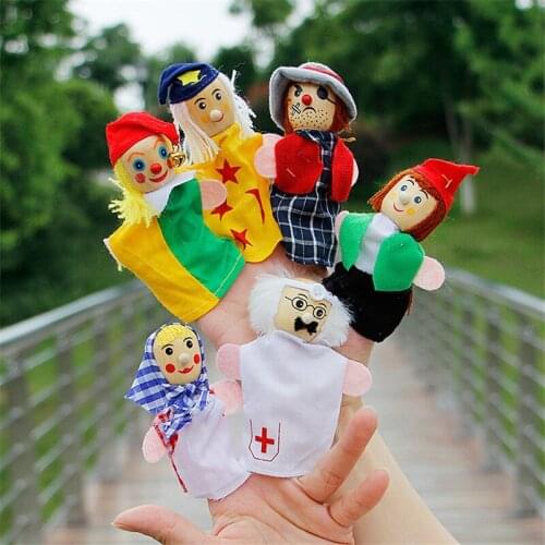6pcs/lot Finger Puppets baby Educational learning toys Story Telling cartoon Hand Puppet Six occupations for children kids
