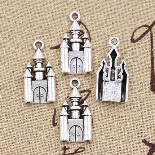 6pcs Charms Castle House 28x14mm Antique Making Pendant fit,Vintage Tibetan Silver color,DIY Handmade Jewelry