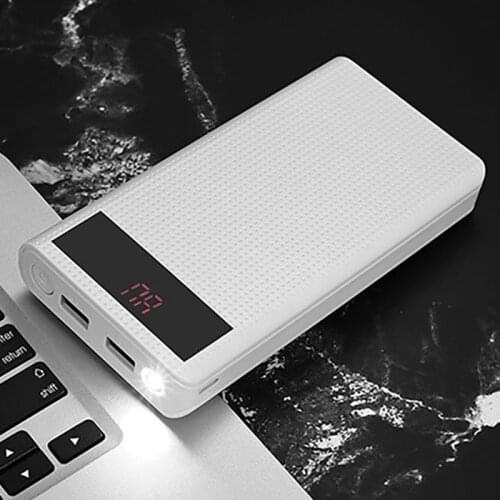 7*18650 Dual USB Ports Power Bank Shell with LED Flashlight 5V 2A Power Bank Charger Case DIY Kits Powered By 7x 18650 Batteries