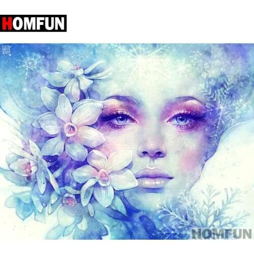 HOMFUN Full Square/Round Drill 5D DIY Diamond Painting "Girl flower" Embroidery Cross Stitch 5D Home Decor Gift A07379