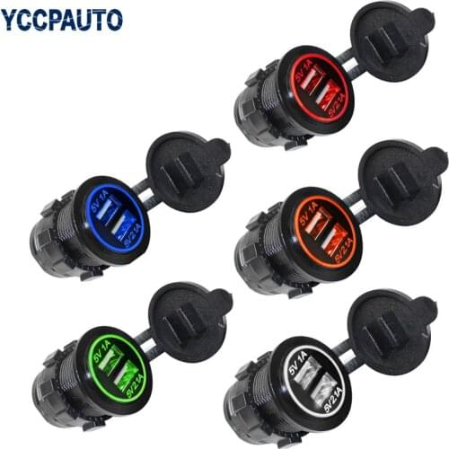 YCCPAUTO Dual USB Car Charger 5V 3.1A Universal Chargers Socket For Auto Motorcycle Electricbike ATV Boat 12-24V