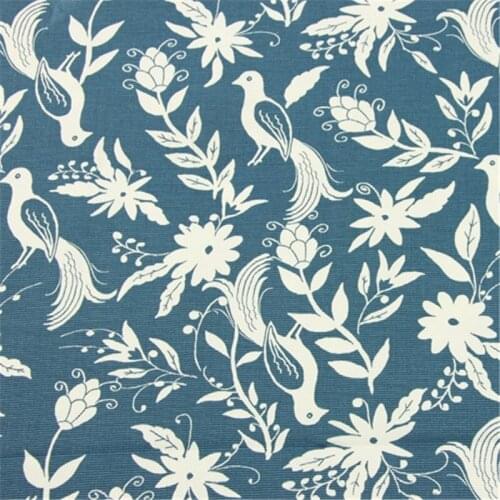 CF818 Birds and Leaves Printed Fabric Cotton Elastic Fabric Chinese Style Table Cloth Curtain Clothes DIY Patchwork Materials