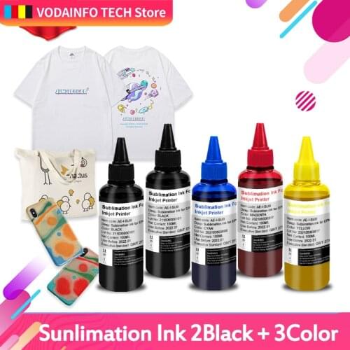 5pcs Refill Sublimation Ink For Epson S22 WF4630 WF4640 WF5110 Printers Heat Transfer Ink Heat Press Sublimation Ink For Epson