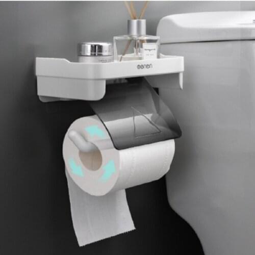 Toilet Paper Holder Bathroom Wall Mount Tissue Box Kitchen Roll Paper Holder With Placing Table Phone Holder Bathroom Product