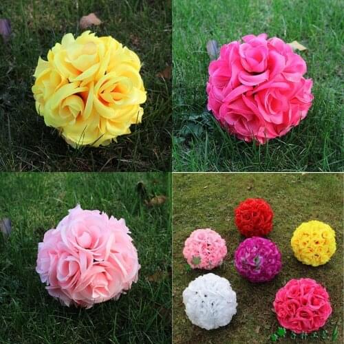 6Inch 15 CM Artificial Rose Silk Flower Kissing Balls Hanging Flowers Ball For Wedding Christmas Ornaments Party Decoration