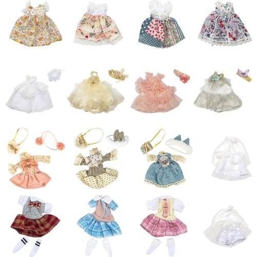 Exquisite Beautiful Dolls Clothes Mini Dress Cloth Clothing Dress Up Hair Band 20cm Girl Doll Kids Toys No Doll