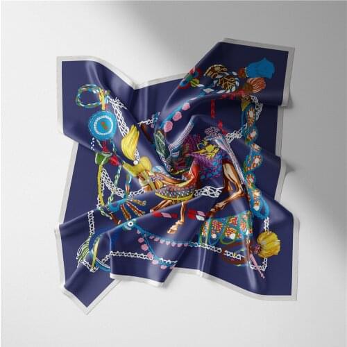 Square Silk Scarf 2021 Fashion Silk Knight Print Small Head Neck scarf Women Headscarf Kerchief Female Bandana Shawl Accessories