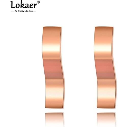 Lokaer Original Design Titanium Stainless Steel Waves Shape Geometry Earrings Bohemia Earrings Jewelry For Women Girls E19314