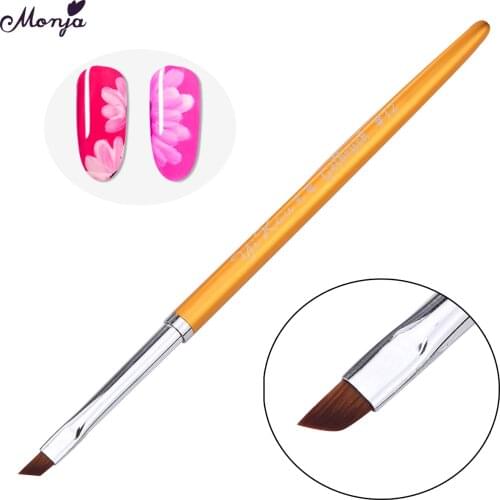 Monja #12 Glod Metal Handle Nail Art Flower Design Painting Drawing Pen Brush Manicure Tool