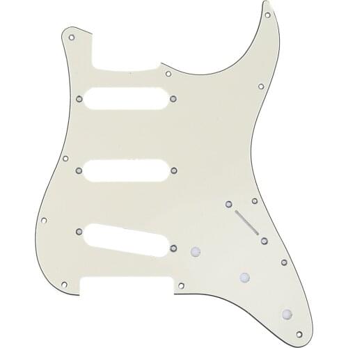 Musiclily Pro 11-Hole 72 or 64 Strat SSS Guitar Pickguard for MIJ JPN Japan Stratocaster, 3Ply Cream