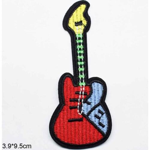 Music Band guitar Iron On Embroidered Clothes Patches For Clothing Stickers Garment Wholesale