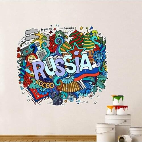 Russia Landmark Winter Element Patten Illustration Wall StickerWindow Sticker Nursery Decoration Decal Wedding Deceration Vinyl