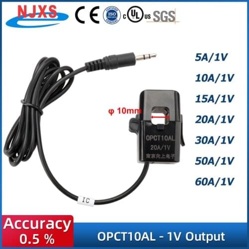 NJXSE OPCT10AL 0-100A Clamp On Current Transformer SCT013 Non-invasive AC Current Sensor Split Core Current Transformer
