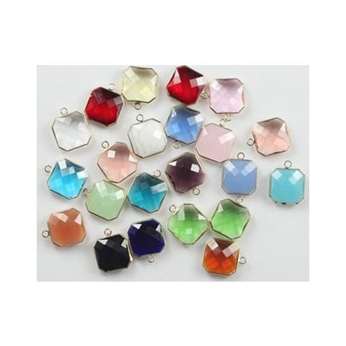 Square Shape Colourful Faceted Connector Pendent Crystal Bezel Connector Crystal Charm High Quality For Jewelry Making 16*16mm