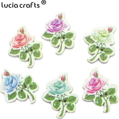 SALE Lucia crafts 25pcs/lot 31*24mm Wooden Painting Sewing Buttons 2-Holes DIY Handmade Garment Scrapbooking Accessories E0103