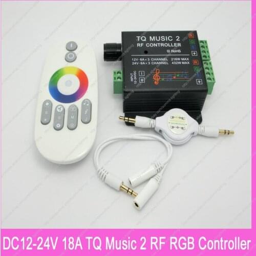 DC12-24V 18A TQ MUSIC2 RF RGB Music Controller with RF Wilress Intelligent Sonic Sensitivity Led Backlight Remote