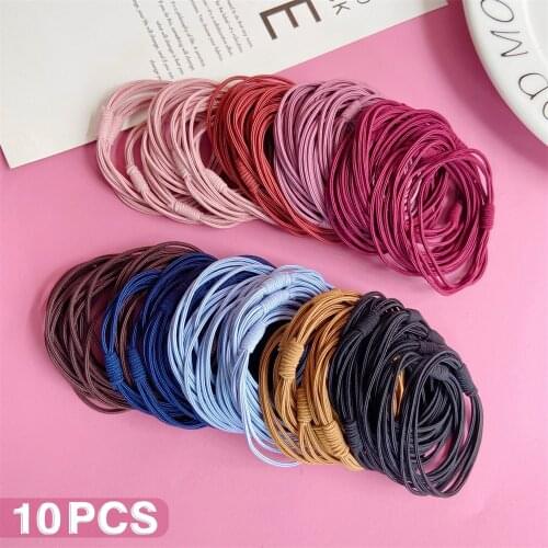 10PCS Girls Casual Elastic Hairbands 4 in 1 Knotted Elastic Multi Colored Hair Ties Rubber Band Ponytail Tie Hair Accessories