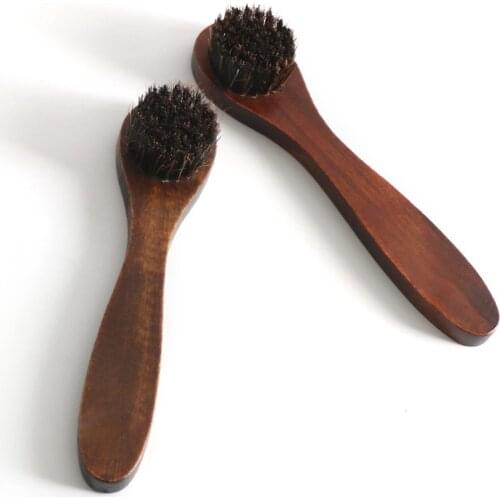 1PC Long Wood Handle Bristle Horse Hair Brush Shoe Polish Shine Cleaning Dauber Leather Cleaning Brush Soft Hair Boot Brush