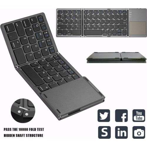 Mini folding keyboard Touchpad Bluetooth 3.0 Foldable Wireless Keypad for Windows,Android,ios Tablet ipad Phone