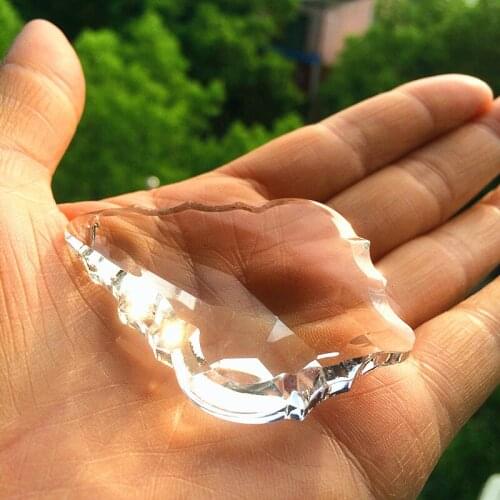 Discount Price 63mm 10Pcs/Lot Clear Maple Leaf Glass Crystal Chandeliers Parts Lighting Prism Suncatcher Hanging Pendants Decor