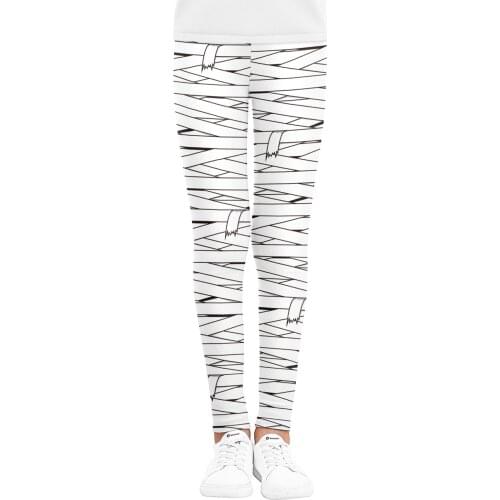 Girls' Halloween Leggings, Childrens Casual Style Lace Printed Sweatpants (White)