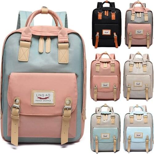 Womens Patchwork Laptop Backpack Oxford Multiple Pocket Travel Bags Partition Notebook School Backpack For Girls